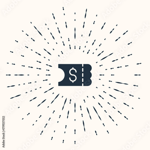 Grey Lottery ticket icon isolated on beige background. Bingo, lotto, cash prizes. Financial success, prosperity, victory, winnings luck. Abstract circle random dots. Vector