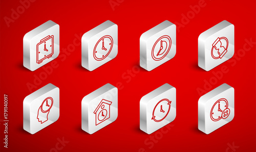 Set line Clock delete, Old hourglass, Alarm clock, Retro wall watch and Time Management icon. Vector