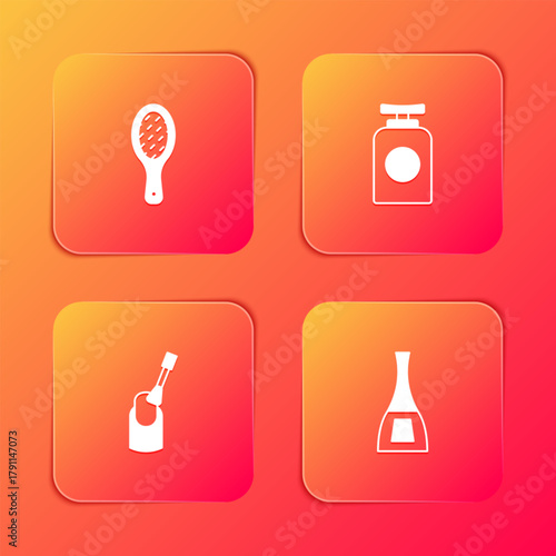 Set Nail file, Tube of hand cream, manicure and Bottle nail polish icon. Vector