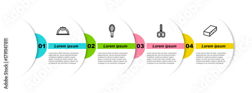 Set line Manicure lamp, Nail file, scissors and . Business infographic template. Vector
