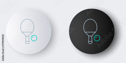 Line Racket for playing table tennis icon isolated on grey background. Colorful outline concept. Vector