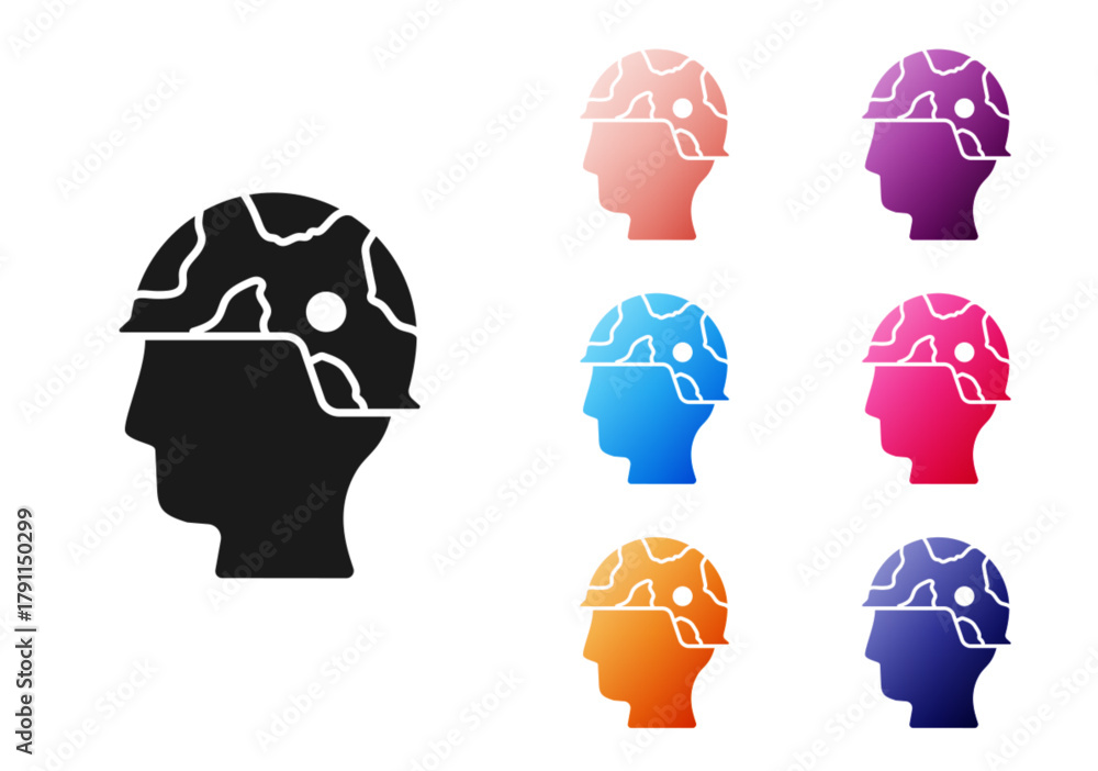 Fototapeta premium Black Army soldier icon isolated on white background. Set icons colorful. Vector