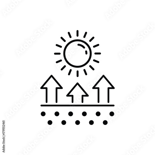 Sun protection line icon. Continuous line big heart. Uv protect sign. Sunscreen effect symbol.