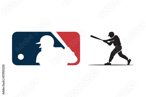 Major league baseball logo and batter silhouette