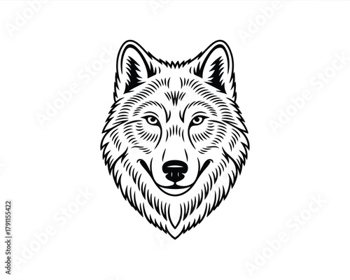 Stylized wolf head illustration line art animal wild mammal logo