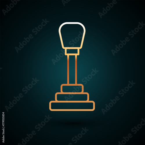 Gold line Gear shifter icon isolated on dark blue background. Manual transmission icon. Vector