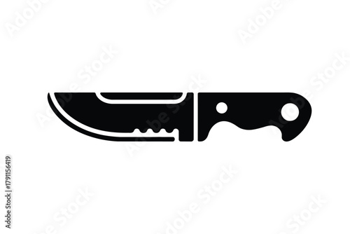 Outdoor survival knife black silhouette icon vector illustration