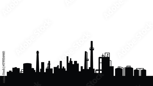 Industrial factory skyline silhouette for energy and manufacturing