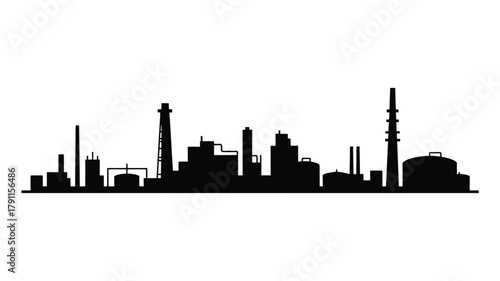 Industrial factory complex silhouette representing production