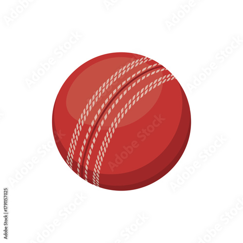 Red cricket ball with white seam isolated on a clean background.