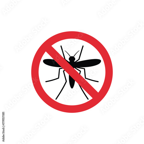 No mosquito sign, pest control, insect repellent warning symbol