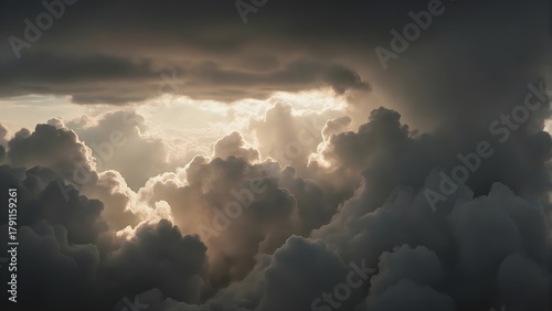 Dramatic Sky with Sunlight Piercing Through Dark Storm Clouds