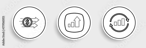 Set line Graph chart infographic, Financial growth dollar and icon. Vector