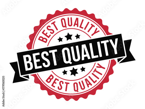A red and white seal that declares best quality.
