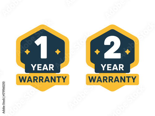 Two warranty badges displaying '1 Year Warranty' and '2 Year Warranty' options