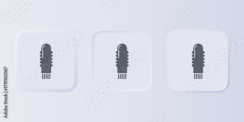 Grey Dildo vibrator for sex games icon isolated on grey background. Sex toy for adult. Vaginal exercise machines for intimate. Set icons in square buttons. Vector