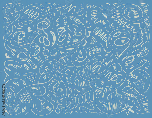hand drawn squiggle texture blue doodle background illustration