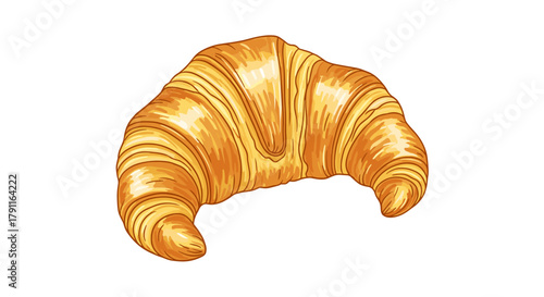 Illustration of a golden brown croissant on a white background
