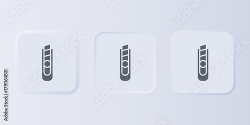 Grey Stationery knife icon isolated on grey background. Office paper cutter. Set icons in square buttons. Vector