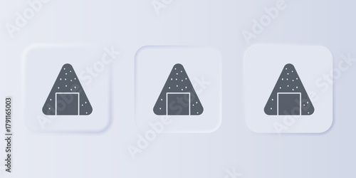 Grey Onigiri icon isolated on grey background. Japanese food. Set icons in square buttons. Vector