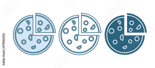 Blue Pizza icon isolated on white background. Fast food menu. Vector