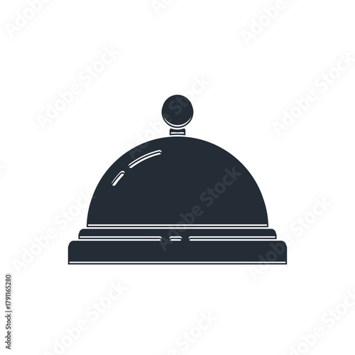 Black Hotel service bell icon isolated on white background. Reception bell. Vector