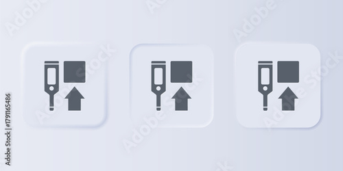 Grey Medical digital thermometer for medical examination icon isolated on grey background. Set icons in square buttons. Vector