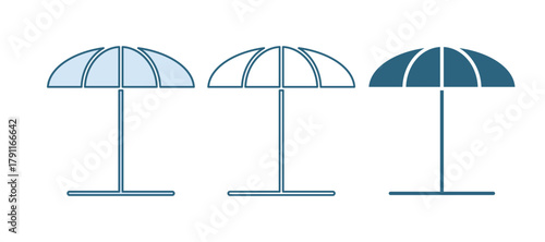 Blue Sun protective umbrella for beach icon isolated on white background. Large parasol for outdoor space. Beach umbrella. Vector