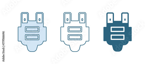 Blue Bulletproof vest for protection from bullets icon isolated on white background. Body armor sign. Military clothing. Vector