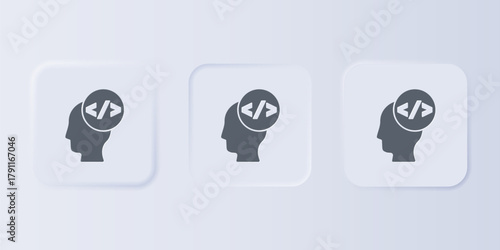 Grey Web design and front end development icon isolated on grey background. Set icons in square buttons. Vector