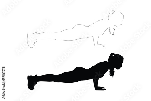 Silhouette of a woman performing a push up exercise