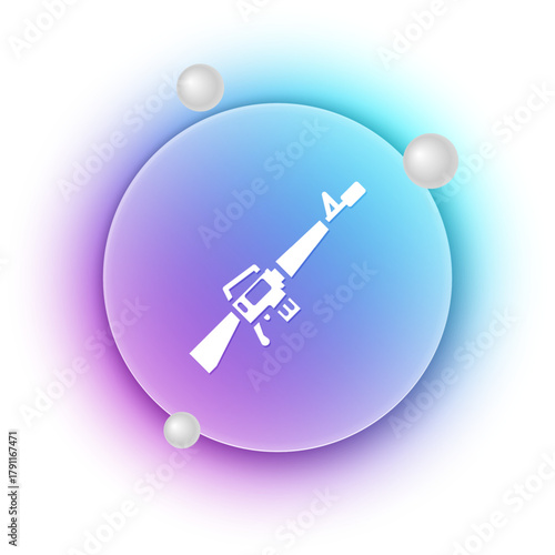 White M16A1 rifle icon isolated on white background. US Army M16 rifle. Blue and purple gradient circle background. Vector