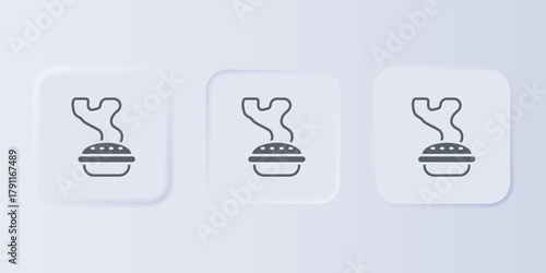 Grey Homemade pie icon isolated on grey background. Set icons in square buttons. Vector