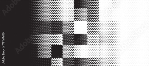 Triangle linear halftone pattern background with noise dither. Abstract geometric backdrop with trendy mosaic effect. Dynamic fade.