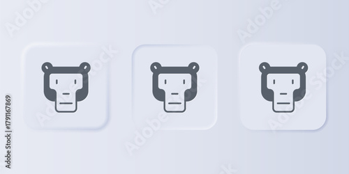 Grey Monkey icon isolated on grey background. Animal symbol. Set icons in square buttons. Vector