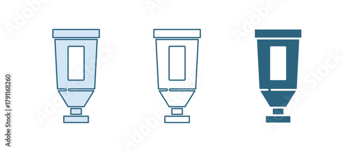 Blue Cream or lotion cosmetic tube icon isolated on white background. Body care products for woman. Vector