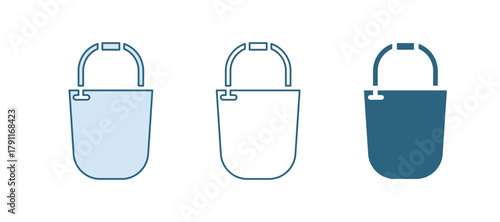 Blue Bucket icon isolated on white background. Vector