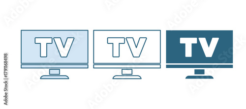 Blue Smart Tv icon isolated on white background. Television sign. Vector