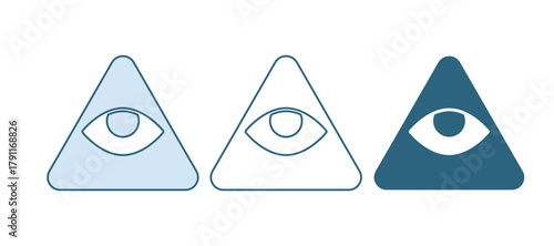 Blue Masons symbol All-seeing eye of God icon isolated on white background. The eye of Providence in the triangle. Vector