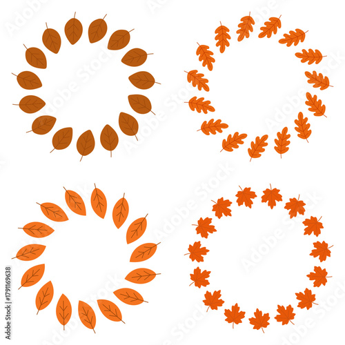 Leaf simple frames set with autumn branches, leaf illustration collection brings warm seasonal charm, perfect for fall posters, greeting cards, and decorative designs.