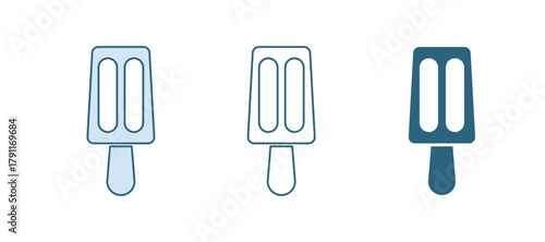 Blue Ice cream on stick icon isolated on white background. Sweet symbol. Vector