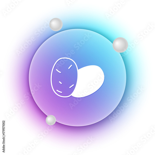 White Potato icon isolated on white background. Blue and purple gradient circle background. Vector