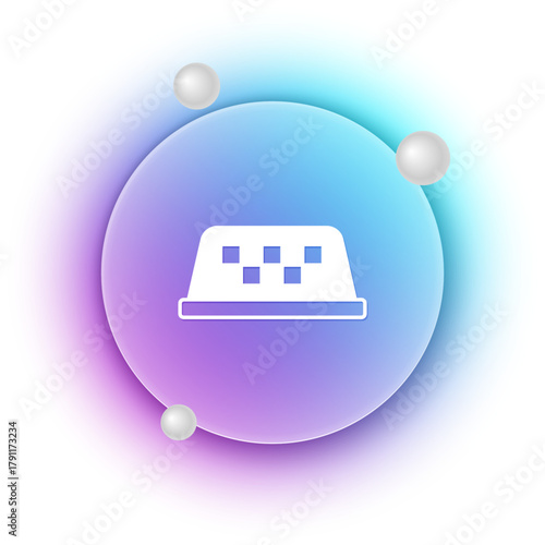 White Taxi car roof icon isolated on white background. Blue and purple gradient circle background. Vector