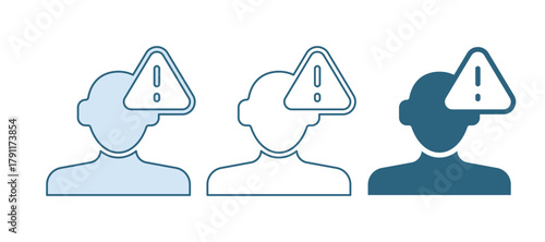 Blue Finding a problem in psychology icon isolated on white background. Vector