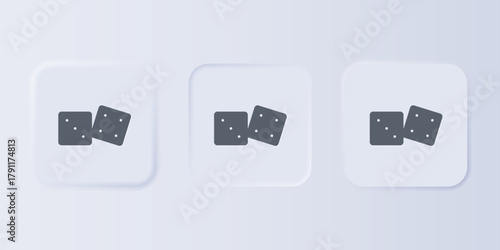 Grey Game dice icon isolated on grey background. Casino gambling. Set icons in square buttons. Vector