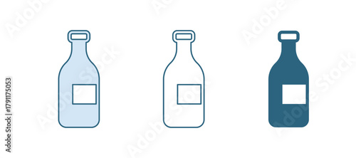 Blue Bottle of wine icon isolated on white background. Vector