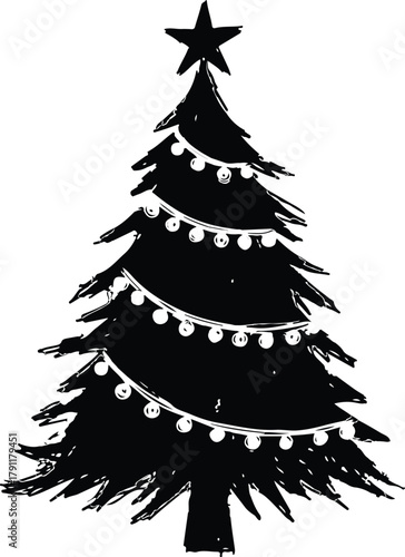Abstract Christmas tree. hand draw vector