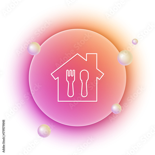 White Online ordering and fast food delivery icon isolated on white background. Orange and pink gradient circle background. Vector