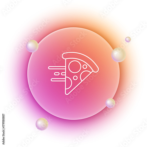 White Online ordering and fast pizza delivery icon isolated on white background. Orange and pink gradient circle background. Vector
