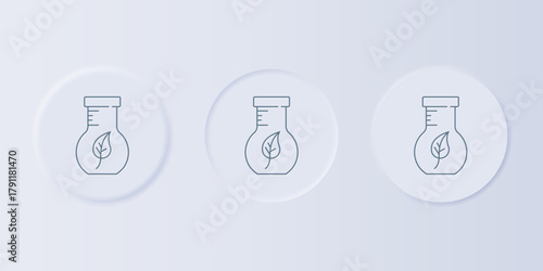 Grey Test tube and flask chemical laboratory test icon isolated on grey background. Laboratory glassware sign. Set icons in square buttons. Vector